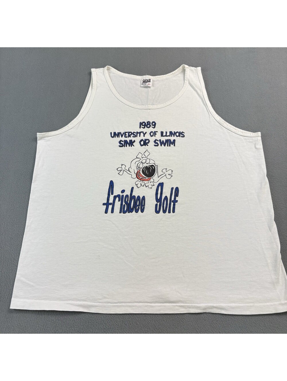 Vintage 1989 University Of Illinois Sink Or Swim Frisbee Golf Tank Top Size XL
